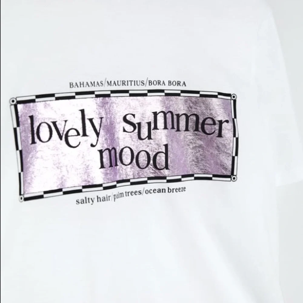 Zara Lovely Summer Mood Graphic Tee Shirt Iridescent Shine Cotton Vacation - Picture 7 of 7